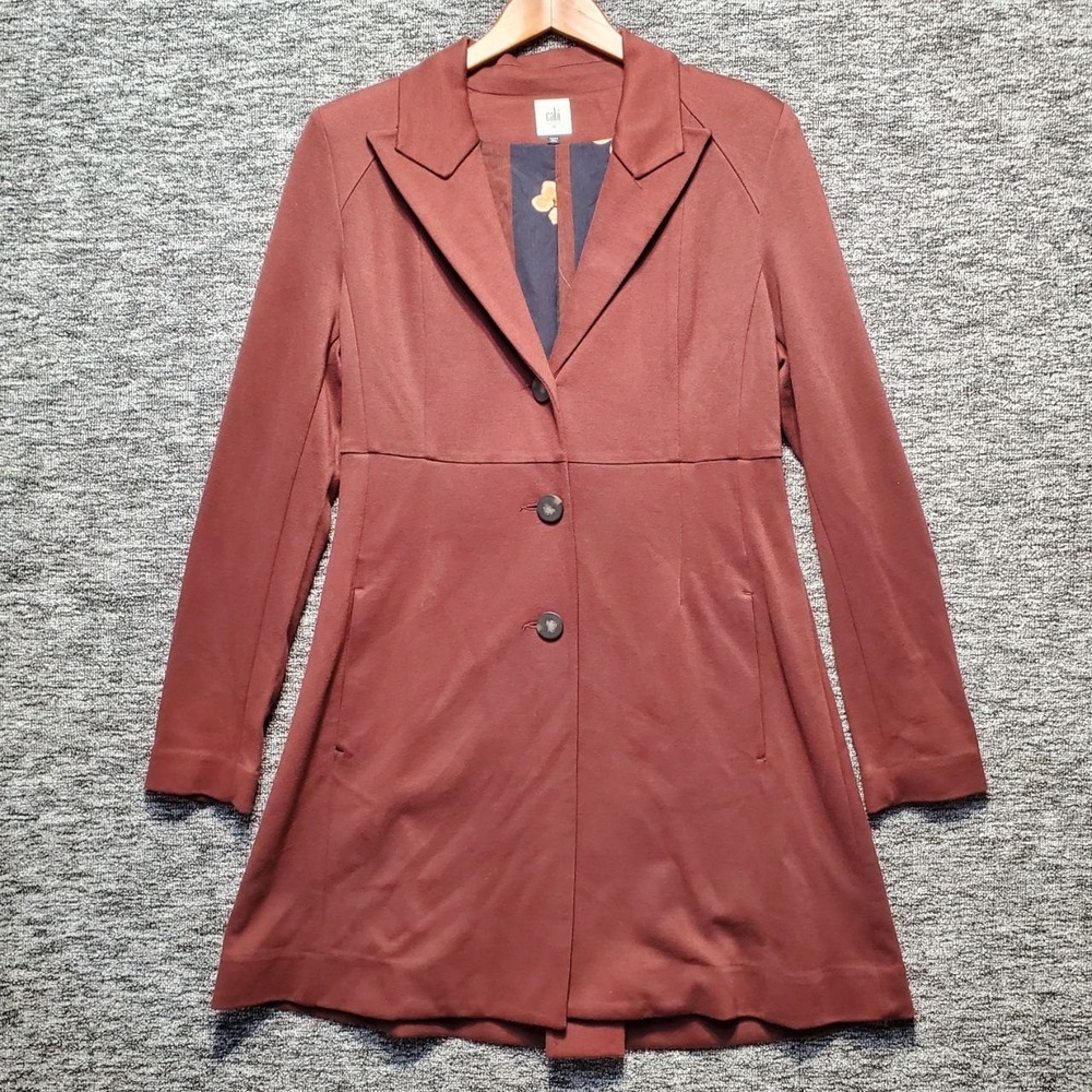 Cabi Womens Rust Brown Longline Ponte Blazer Jacket Coat Style 3545 Size M